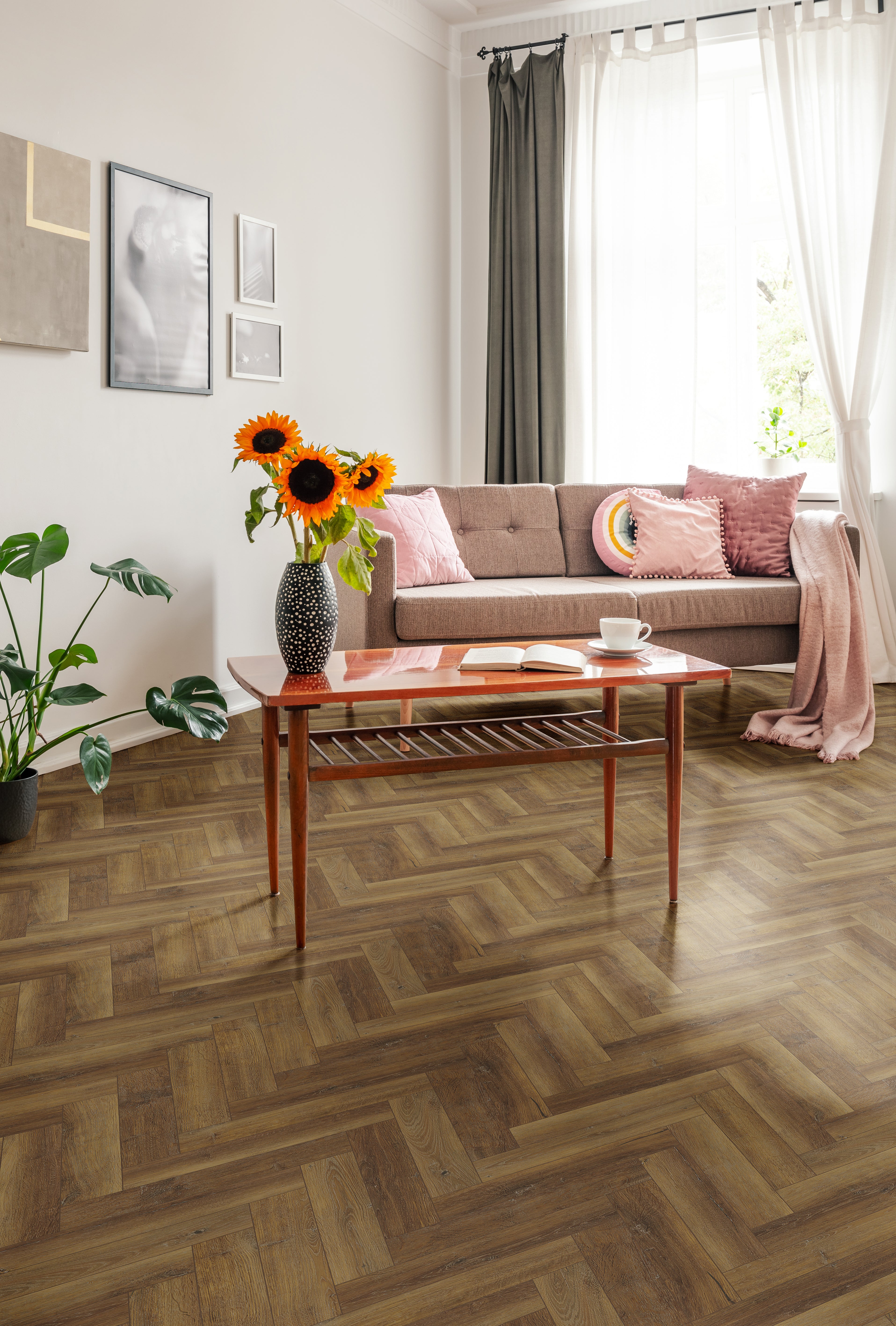 Oak Chene Rigid Click Vinyl SPC Herringbone Flooring - 5.0mm