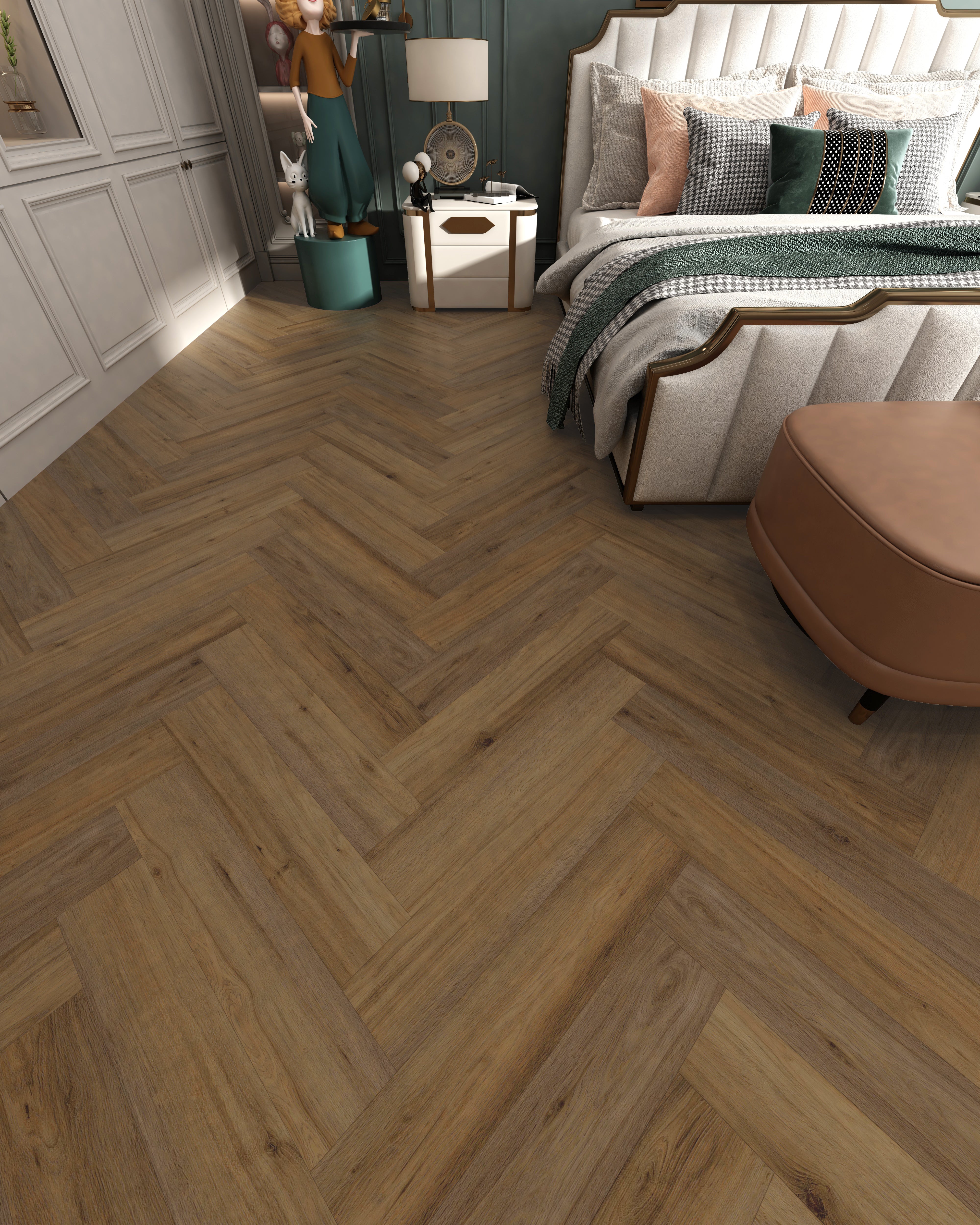 Antique Oak Premium Click Vinyl SPC Herringbone Flooring - 6.5mm