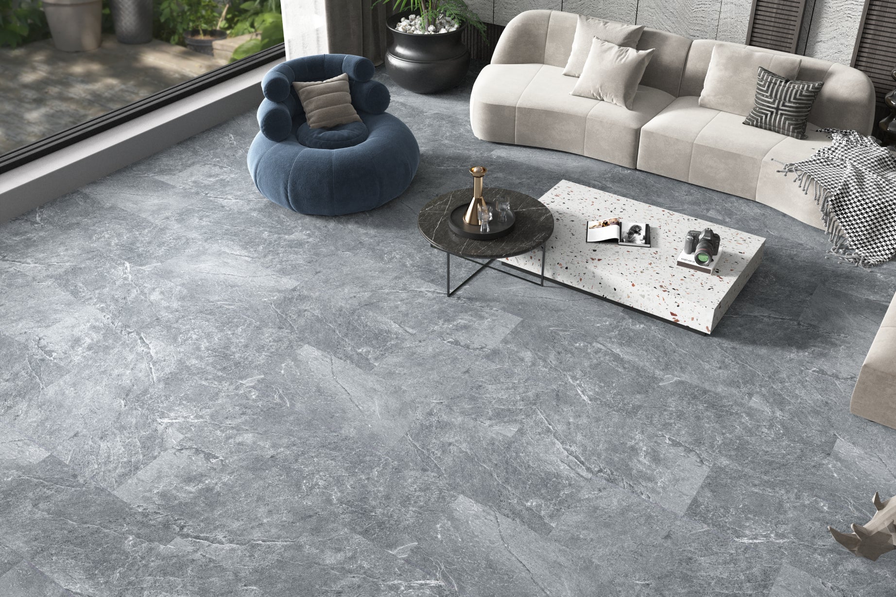 Grey Marble Effect Premium Click SPC Tile Flooring - 6.0mm