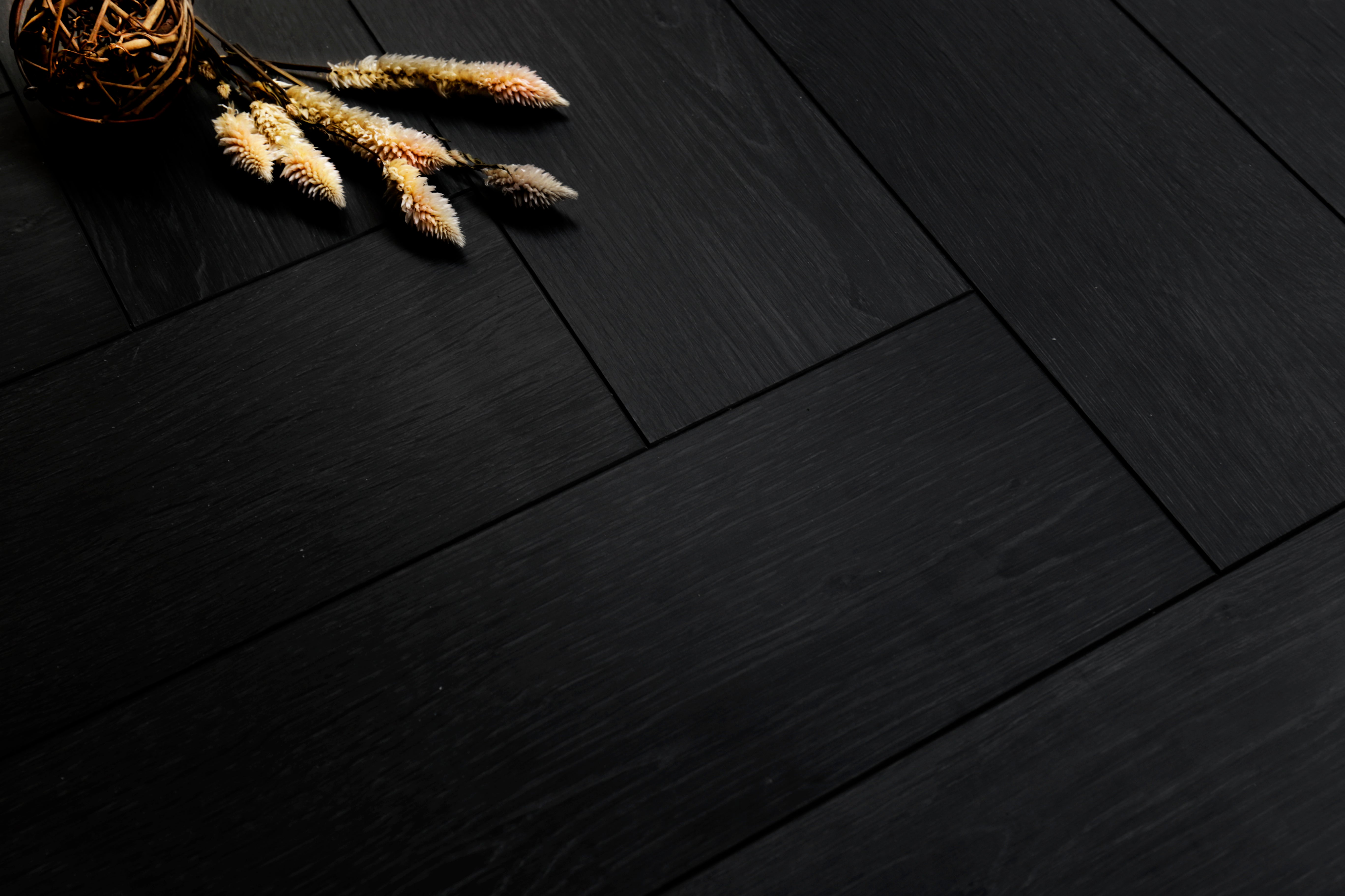 Anthracite Oak Silent Click Vinyl SPC Herringbone Flooring - 7.5mm