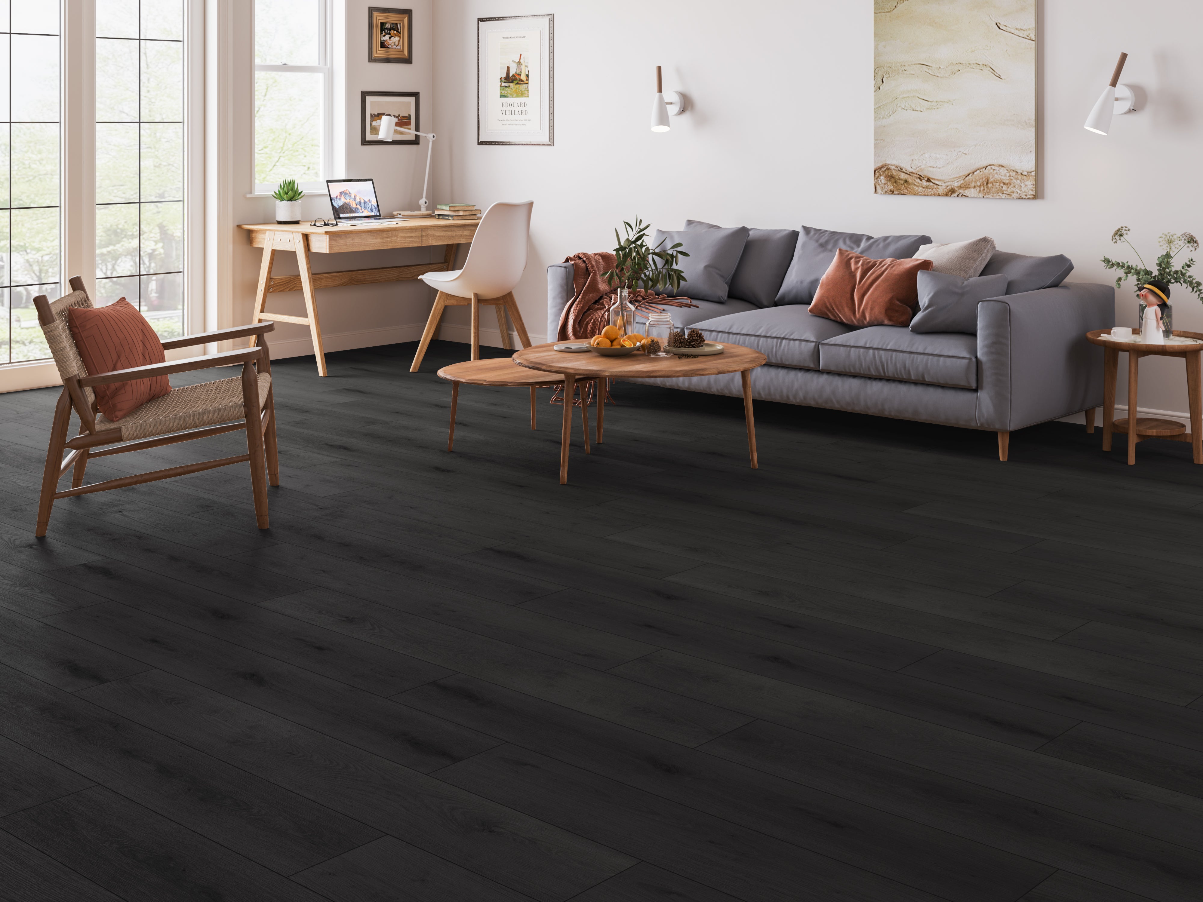 Anthracite Oak Silent Click Vinyl SPC Plank Flooring - 7.5mm