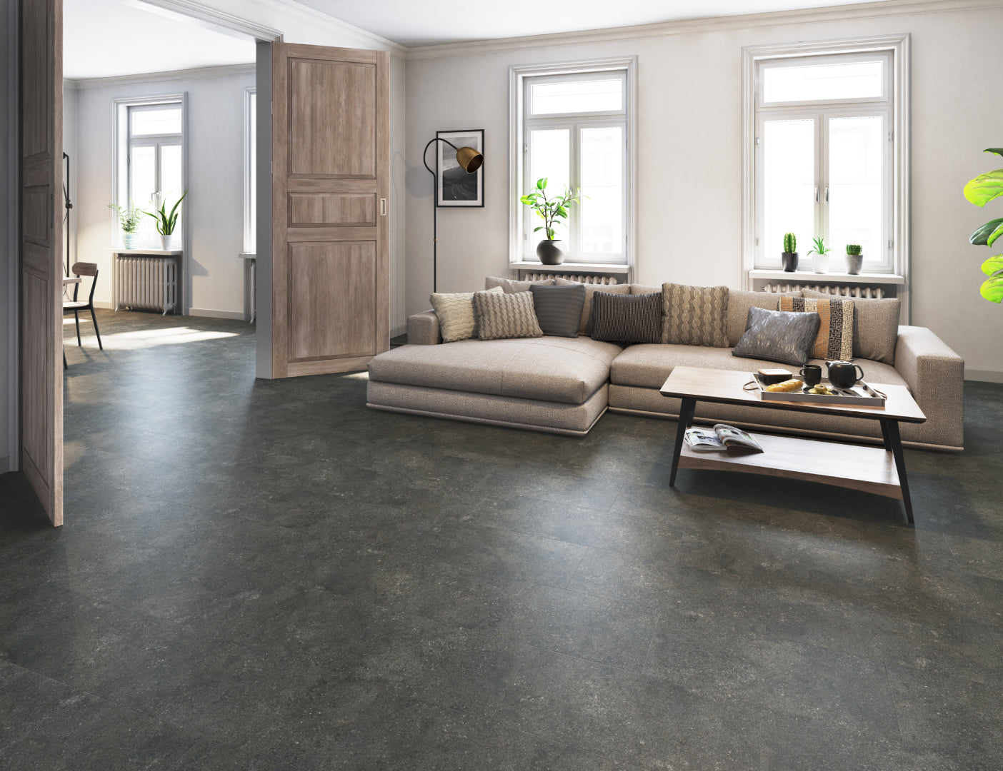 Charcoal Encaustic Click Vinyl SPC Tile Flooring - 5.0mm