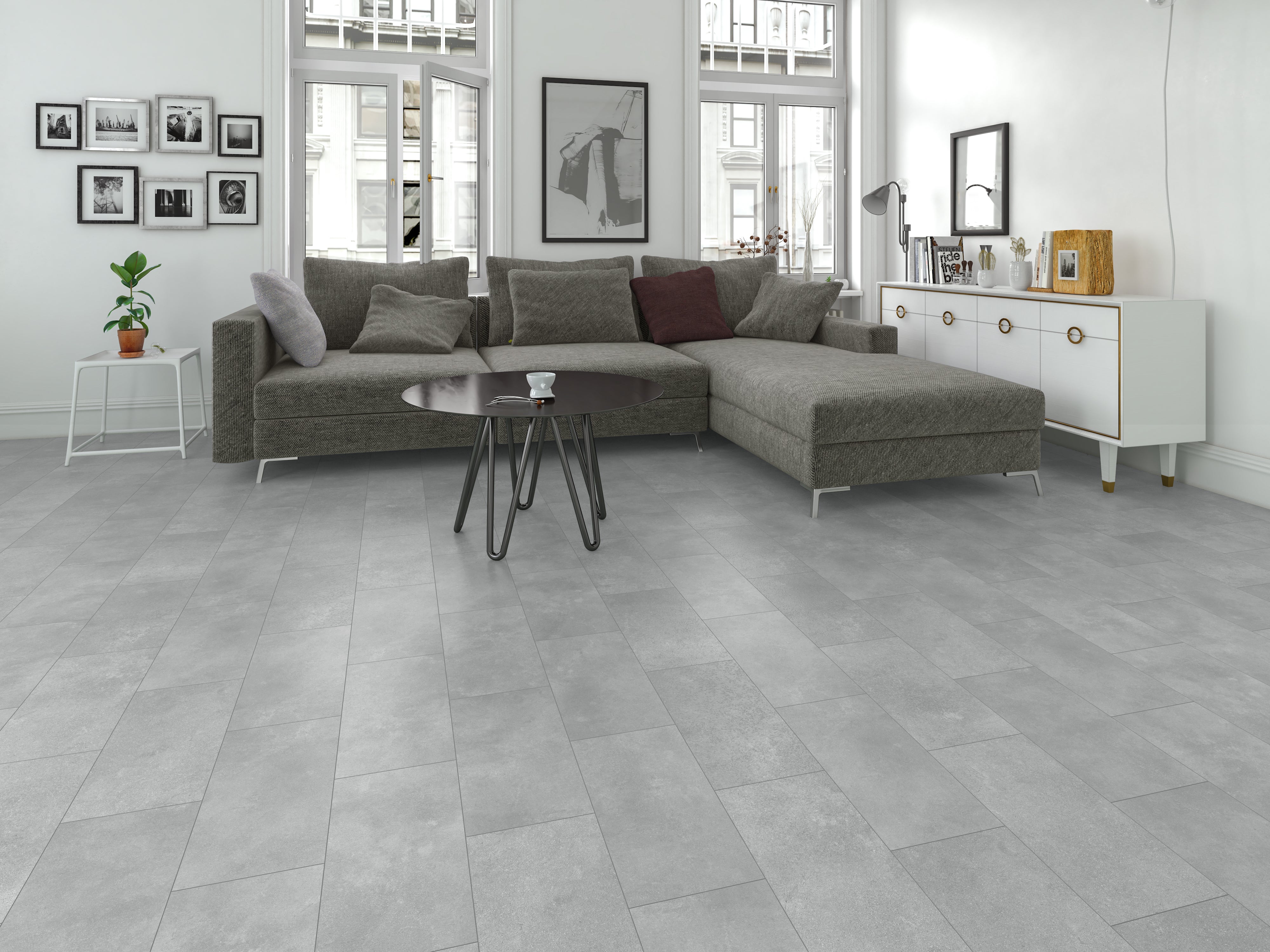 Concrete Encaustic Click Vinyl SPC Tile Flooring - 5.0mm